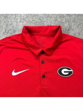 Georgia Bulldogs Nike Polo Shirt Men L Red Black Colorblock Performance